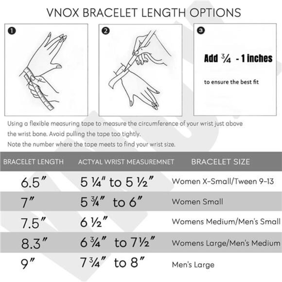 VNOX 2 Pcs Chain Bracelet for Men Women - Sturdy Stainless Steel Curb Width - Picture 4 of 7